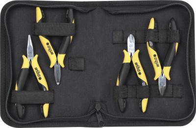 ESD Pliers Set Diagonal Cutters, Oblique End Cutting Nippers, Needle Nose Pliers Professional ESD 4 Pcs. In Tool Pouch